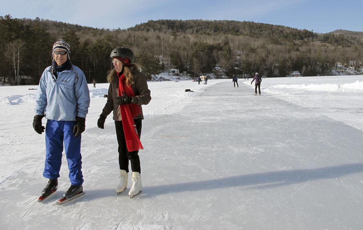 Nordic skating on a 4.5mile trail on a frozen Vermont lake