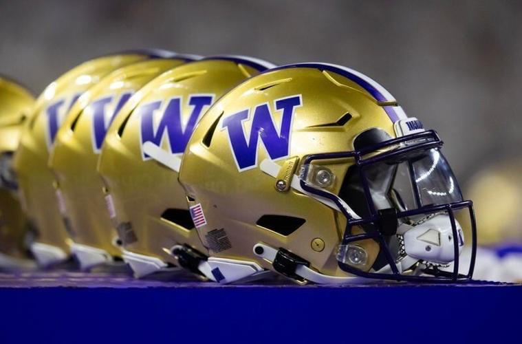 Jan 8, 2024; Houston, TX, USA; Detailed view of Washington Huskies helmet during the 2024 College Football Playoff national championship game at NRG Stadium. Mandatory Credit: Mark J. Rebilas-USA TODAY Sports