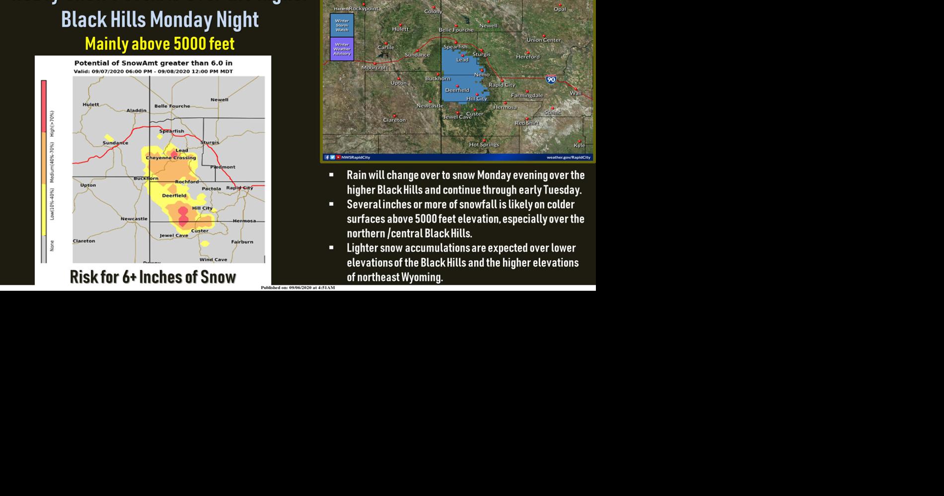 Black Hills weather heading from hot to not