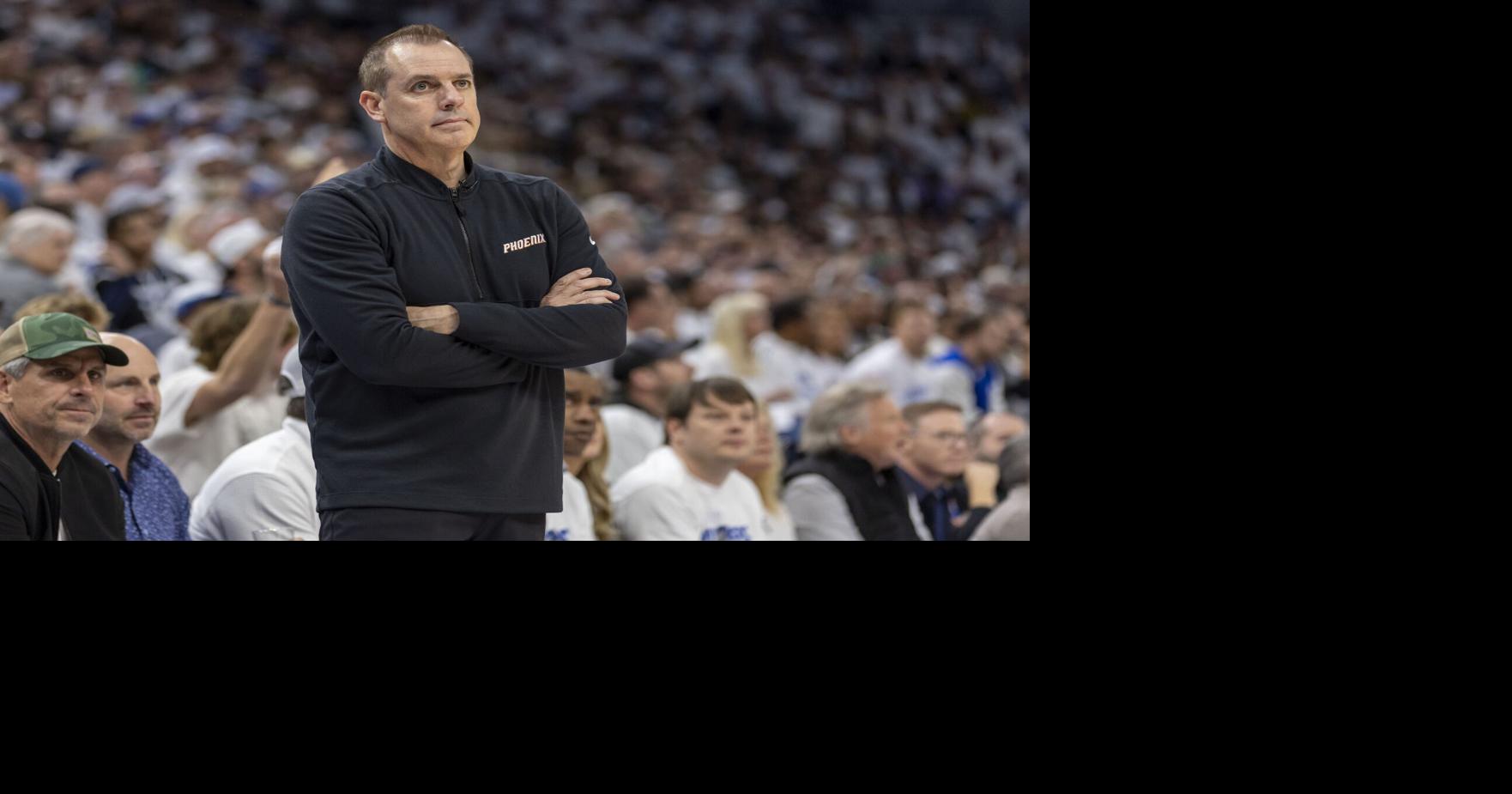 Phoenix Suns head coach Frank Vogel looks on against the Minnesota Timberwolves in the first half during game one of the first round for the 2024 NBA playoffs at Target Center in Minneapolis, Minnesota, on April 20, 2024.