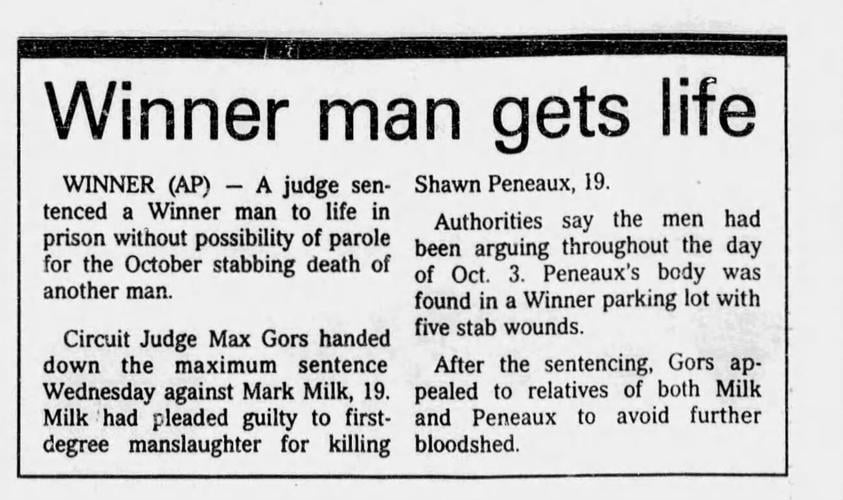 Journal clipping of Milk’s 1994 sentencing