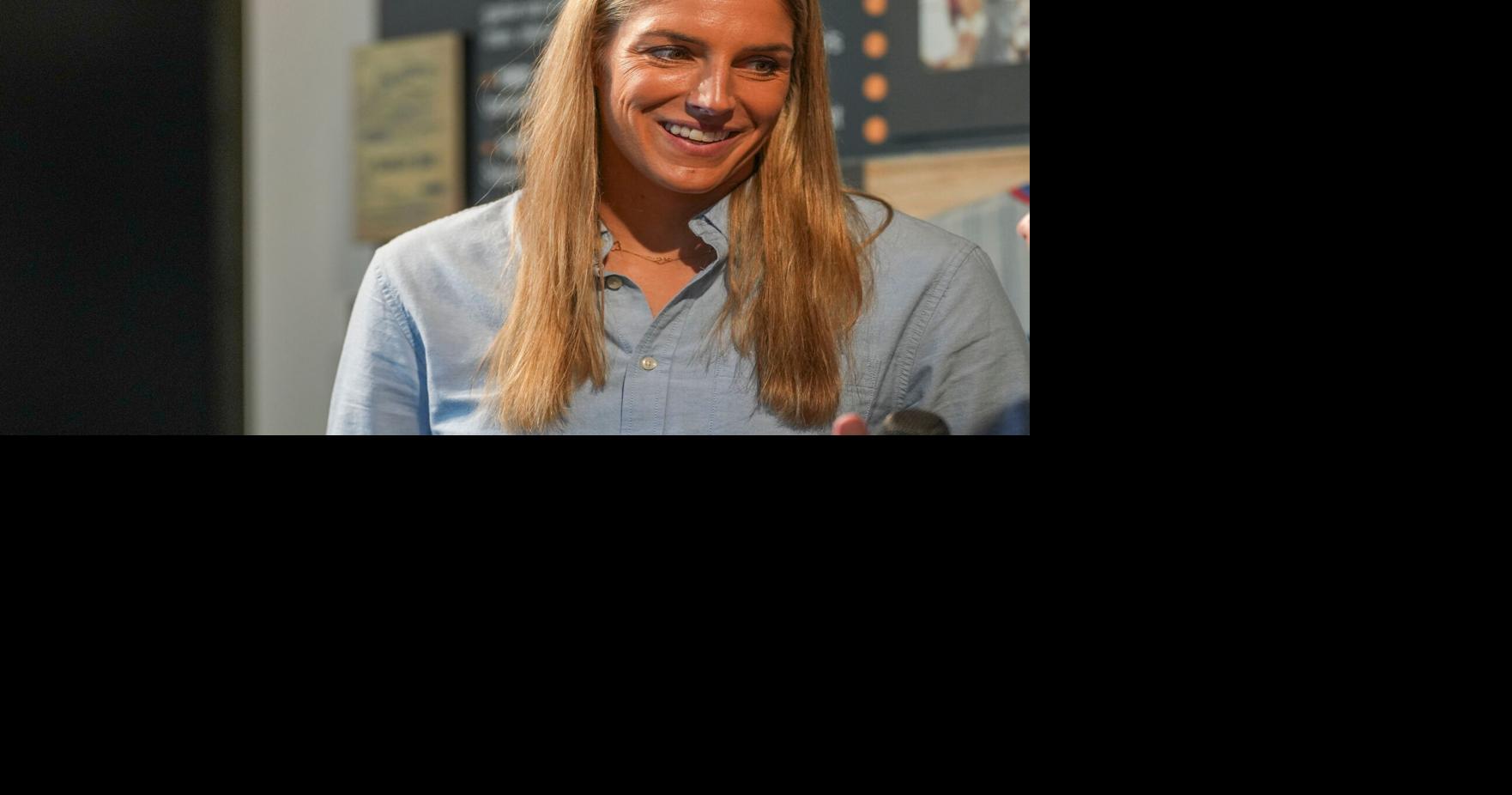 Women’s Basketball Hall of Fame Class of 2026 inductee Elena Delle Donne smiles during an interview at Women's Basketball Hall