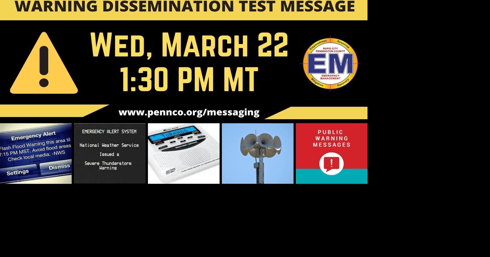 Pennington County to test emergency alert system Wednesday