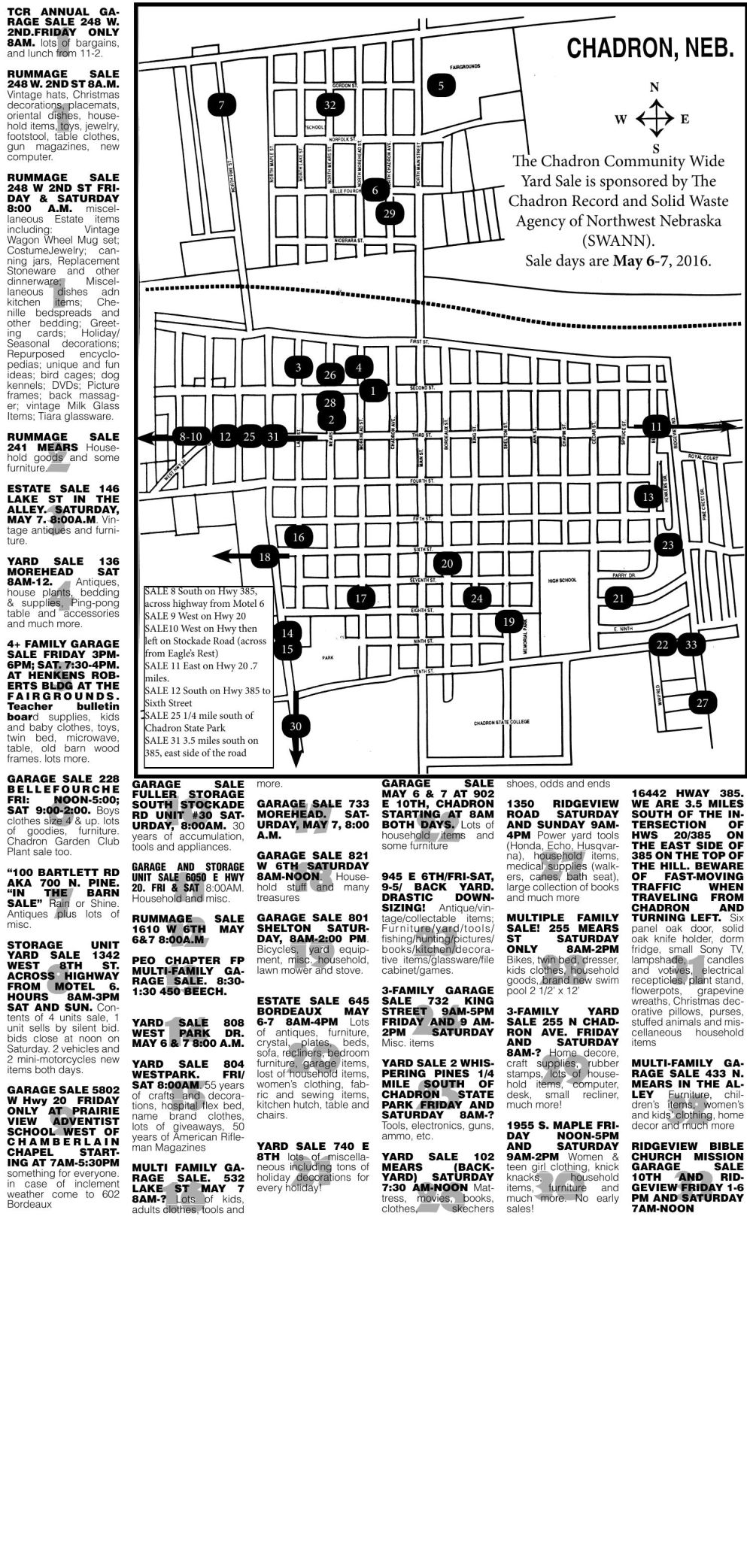 Chadron Citywide Garage Sale Map