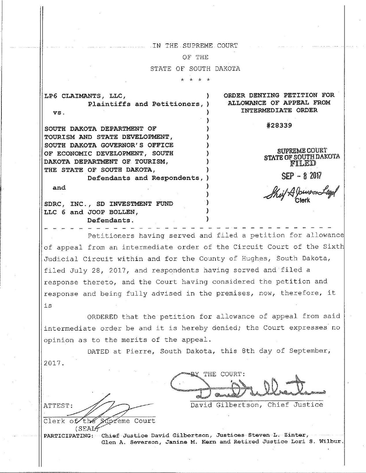 Order Denying Petition For Allowance Of Appeal From Intermediate Order