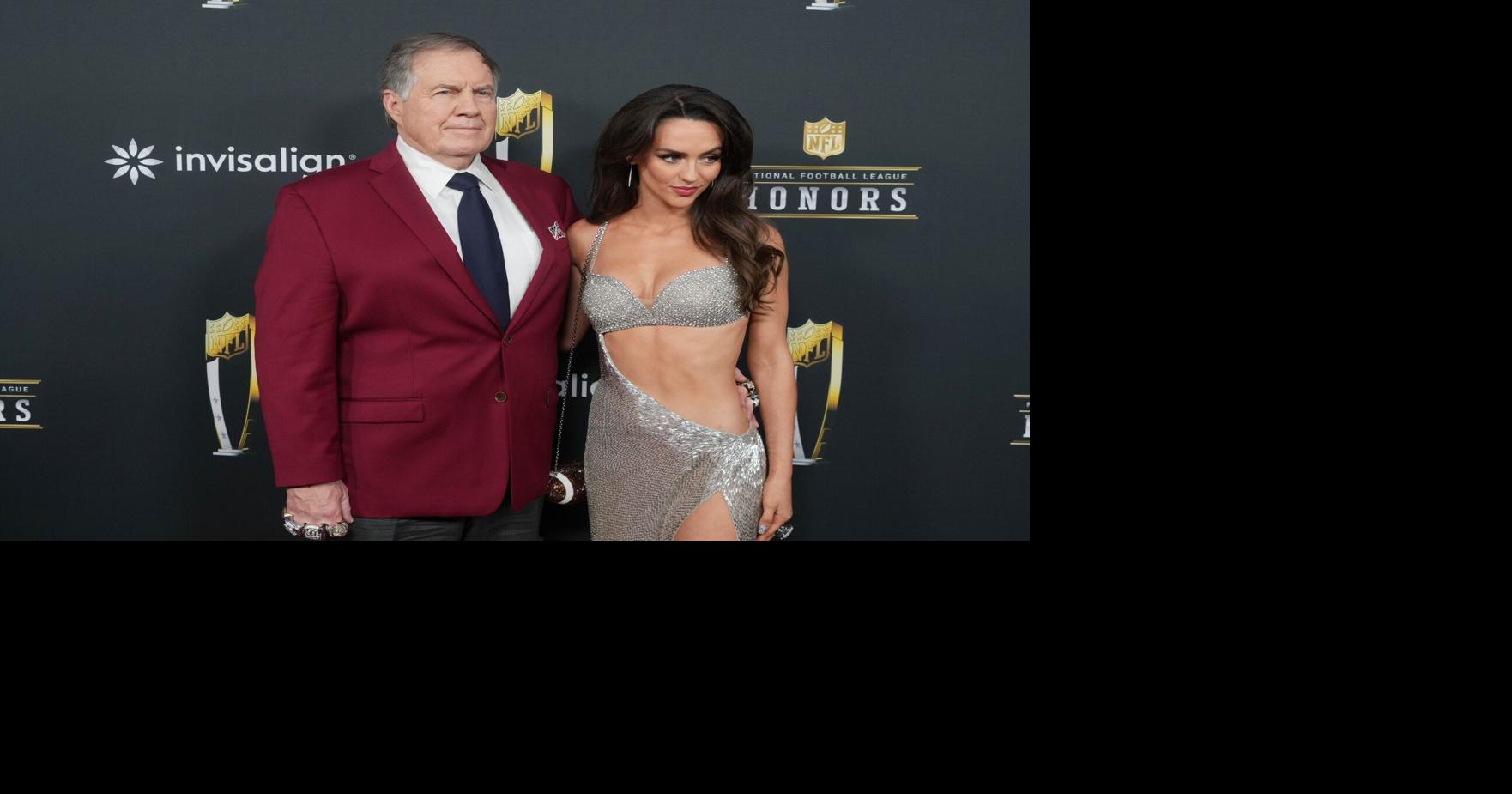 Feb 6, 2025; New Orleans, LA, USA; Bill Belichick and Jordon Hudson on the red carpet before Super Bowl LIX NFL Honors at Saenger Theatre. Mandatory Credit: Kirby Lee-Imagn Images