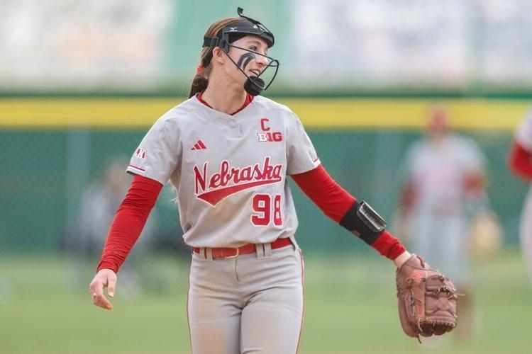 Feb 20, 2026; Cathedral City, CA, USA; Nebraska pitcher Jordy Frahm (98) during the Mary Nutter Collegiate Classic at Big League Dreams. Mandatory Credit: David Frerker-Imagn Images