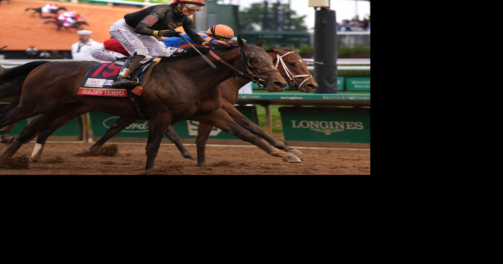 Golden Tempo, ridden by Jose L Ortiz, wins the 2026 Kentucky Derby.May 2, 2026