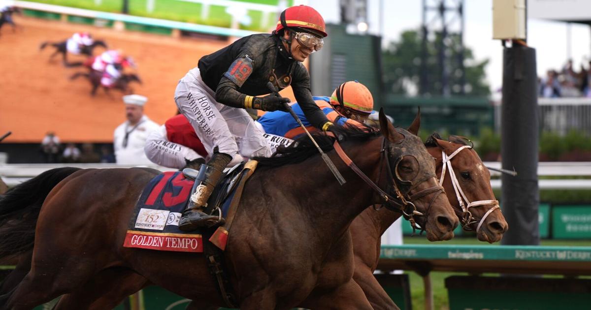 Golden Tempo, ridden by Jose L Ortiz, wins the 2026 Kentucky Derby.May 2, 2026
