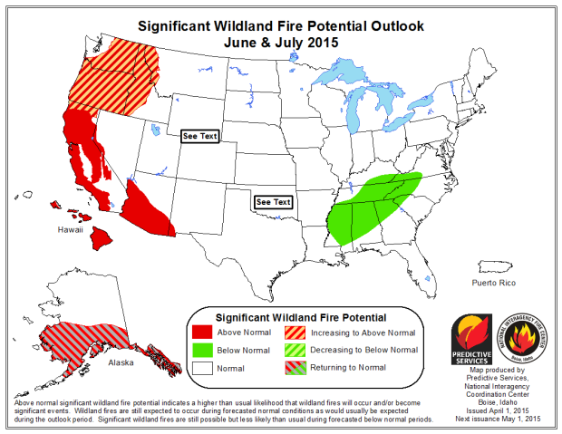Wildland fire forecast map June-July