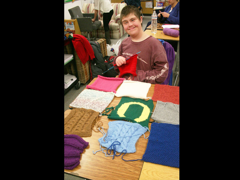 Knit together Volunteers teach middle school students the art of