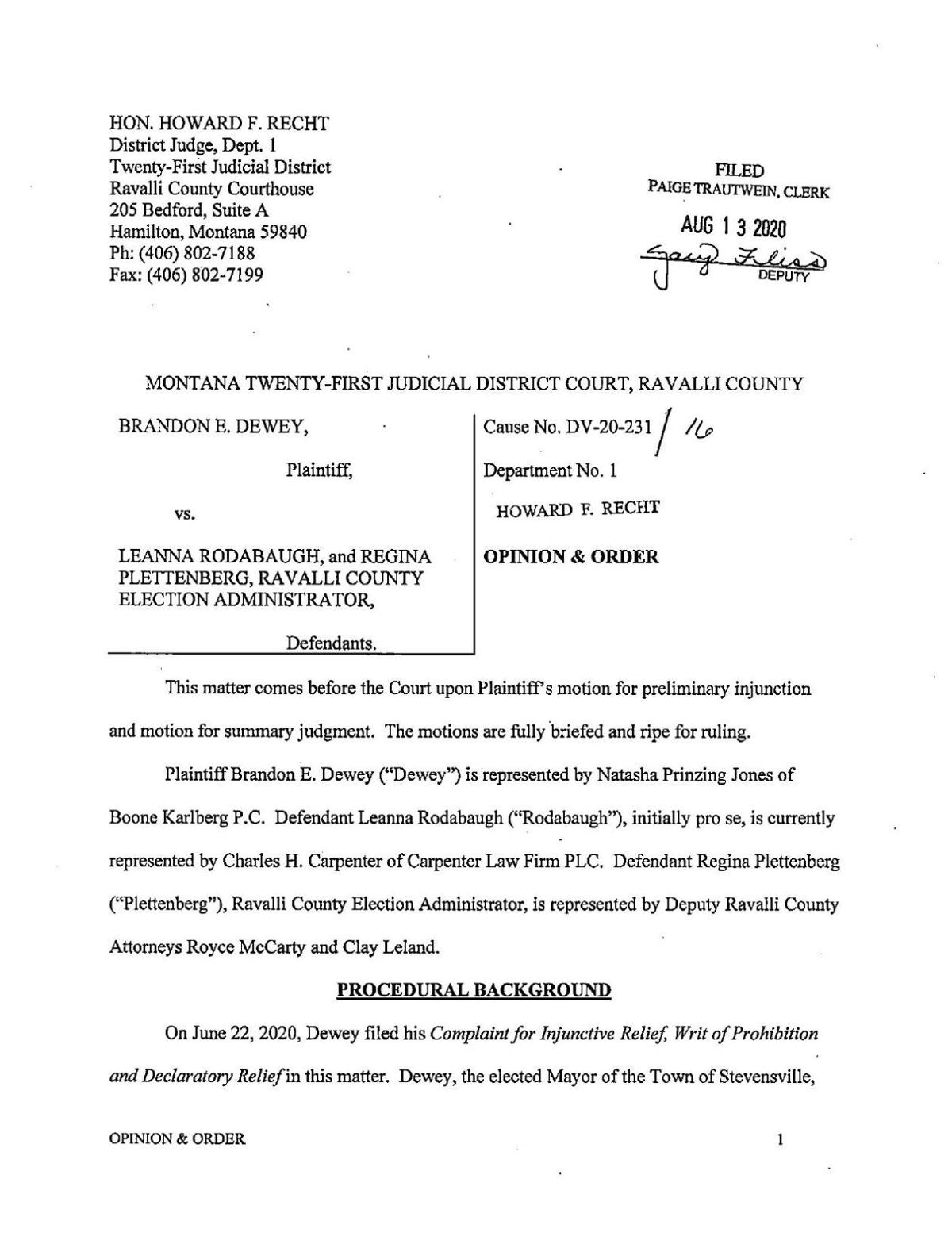 Judge Stevensville Mayor Recall Can Proceed Local News Ravallirepublic Com