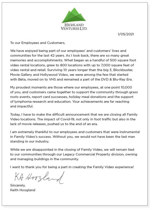 Keith Hoogland letter