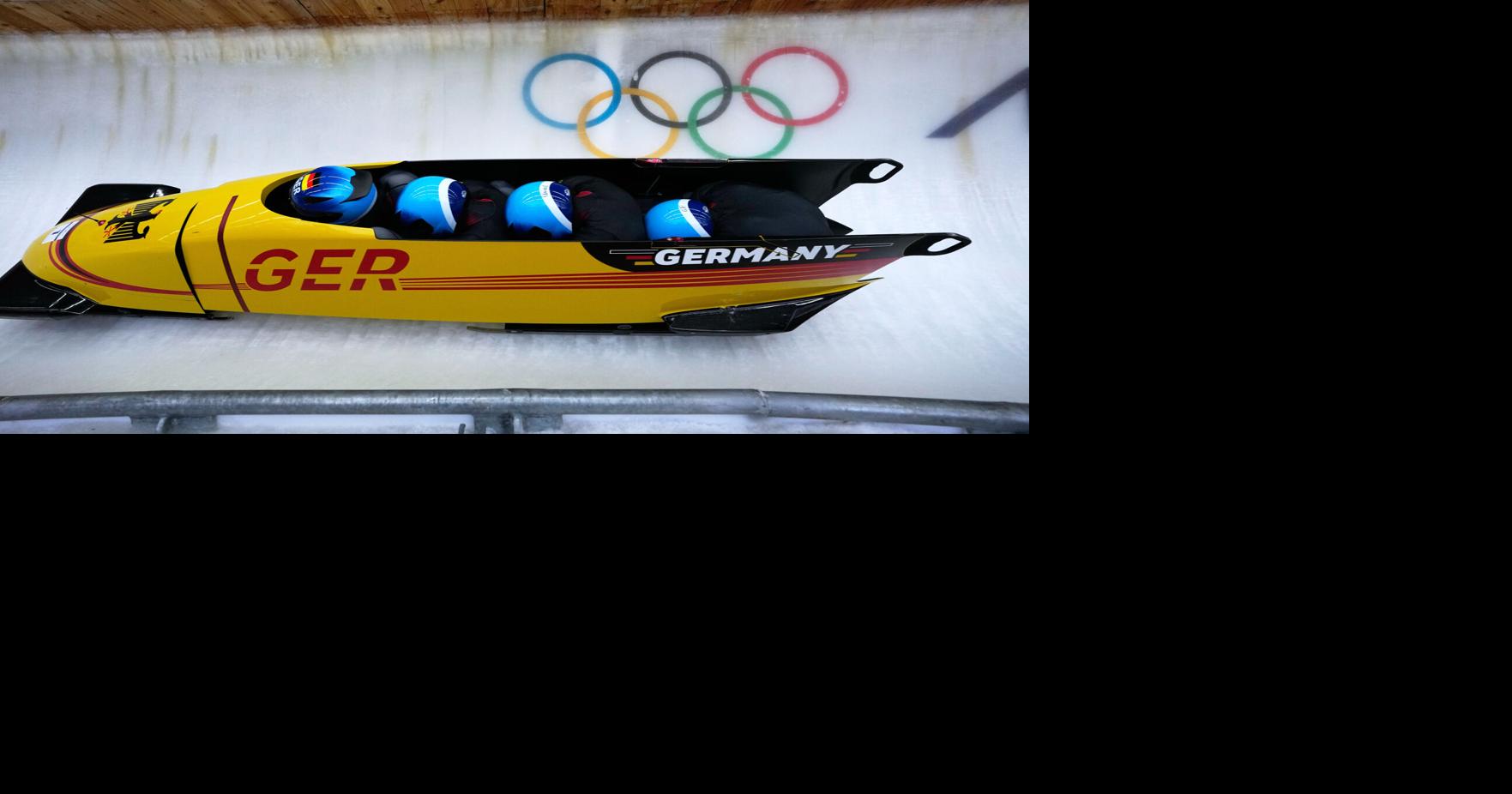 Germany's Johannes Lochner storms to a big lead midway through Olympic four-man bobsled