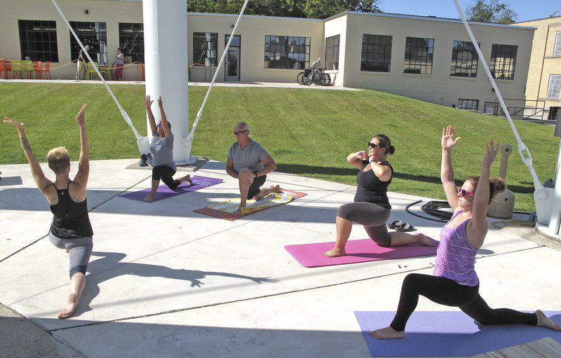 Yoga, beer mix at Happy Hour