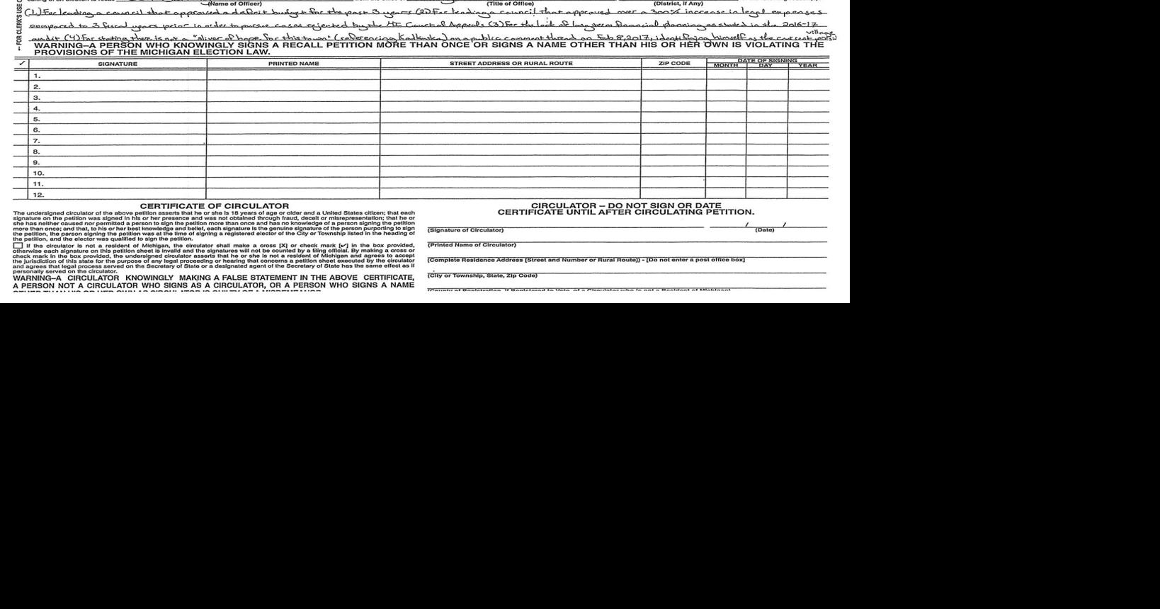 Sieting recall language submitted | Local News | record-eagle.com