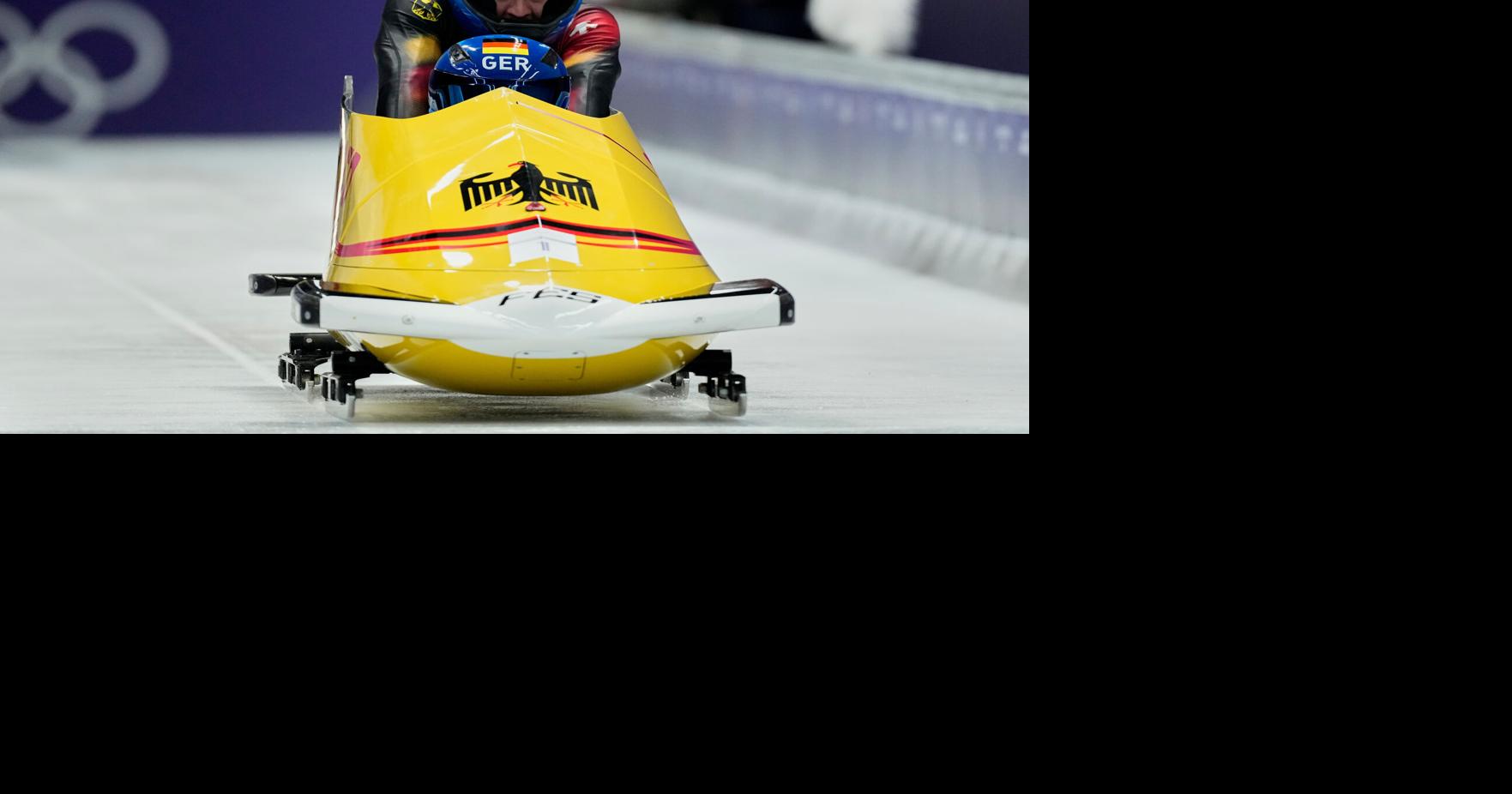 Germany's Johannes Lochner starts fast in Olympic 2-man bobsled race. Del Duca in medal hunt for US