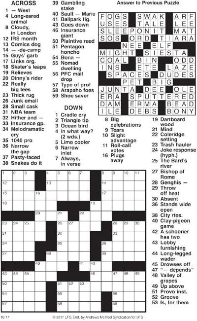 CROSSWORD PUZZLE Entertainment recordargusnews com