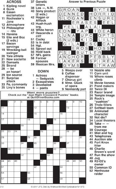 CROSSWORD PUZZLE Entertainment recordargusnews com