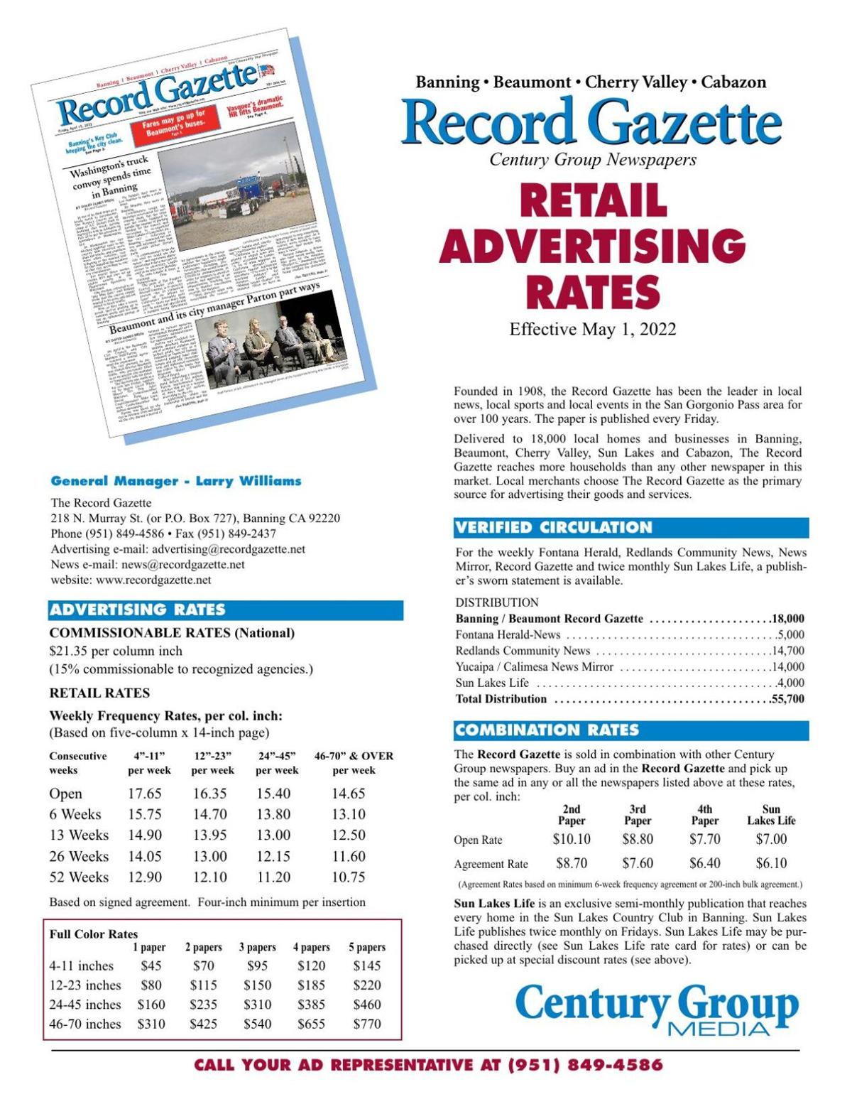 Retail Advertising Rates