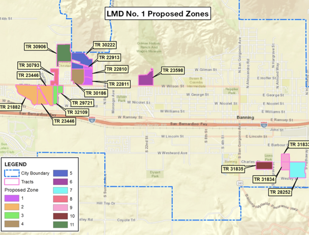 Banning to add landscape maintenance district zones, unify fees News
