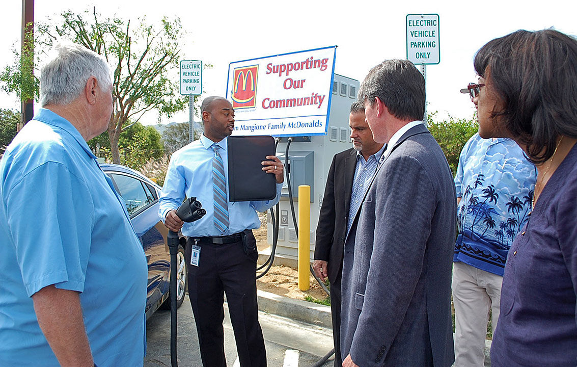 Electric vehicle charging station at McDonald s is up and running