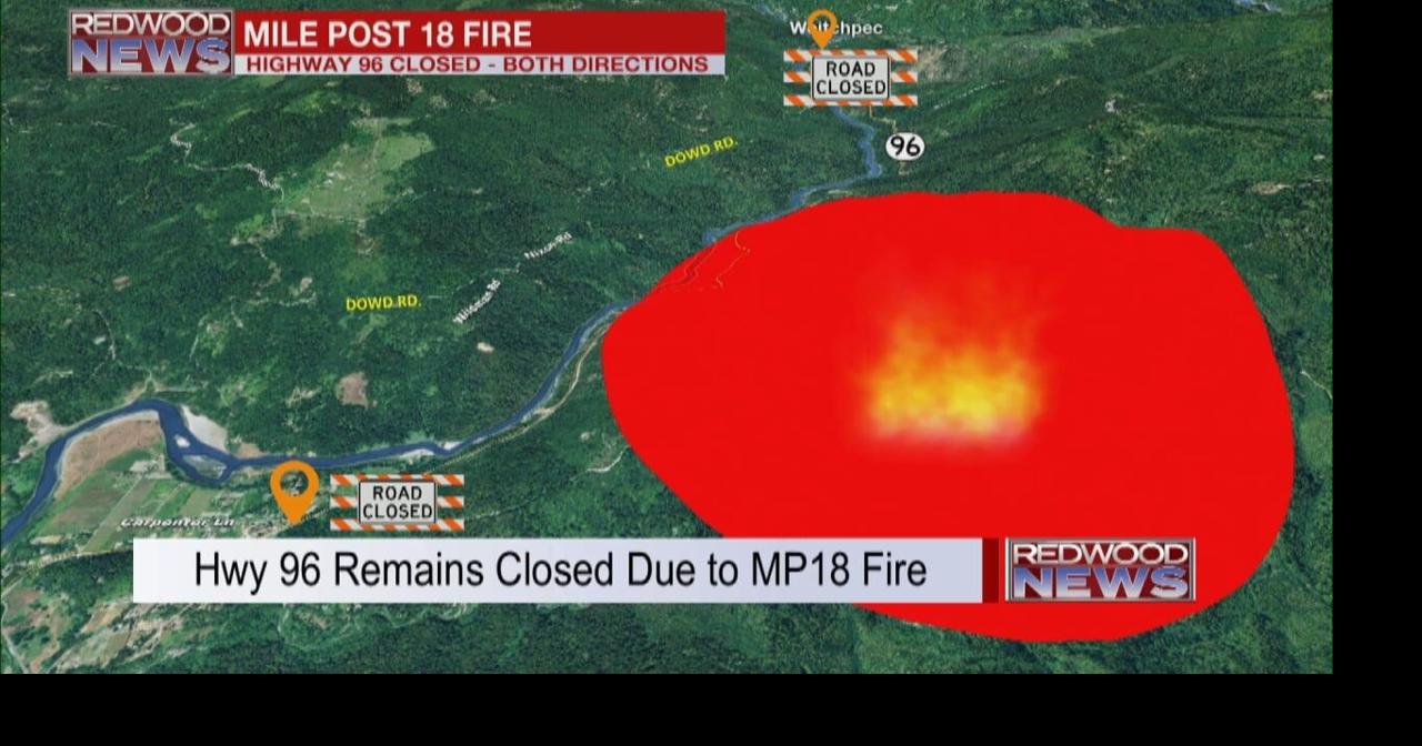 Highway 96 remains closed through Tuesday morning as crews work to contain Mile Post 18 Fire