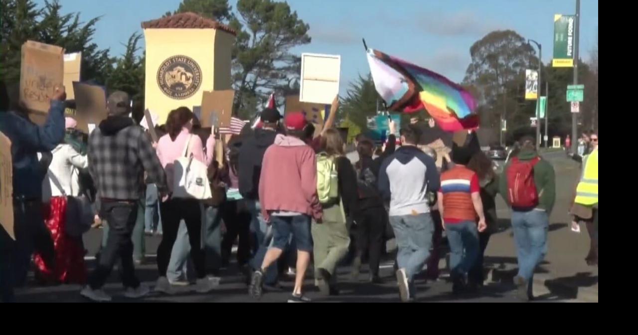 Cal Poly Humboldt students led a walk-out and protest on 1/23/26 ...