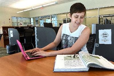 Nikki Ellis Looks Over Her School Work At The Erma Byrd Higher Education Center In Beaver The 29 Year Old Wyoming County Resident Is Taking Online Classes Nikki Ellis Looks Over Her School Work At The Erma Byrd Higher Education Center In Beaver The 29 Year Old Wyoming County Resident Is Taking Online Classes