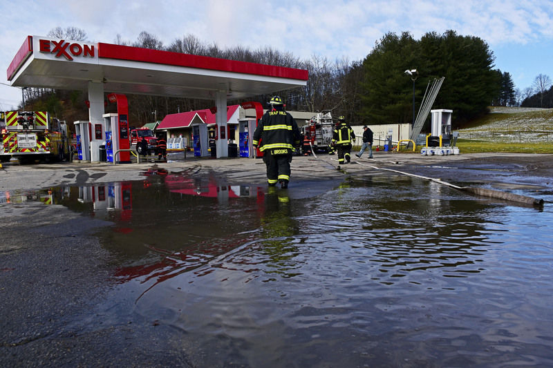 Crews battle blaze at gas station News