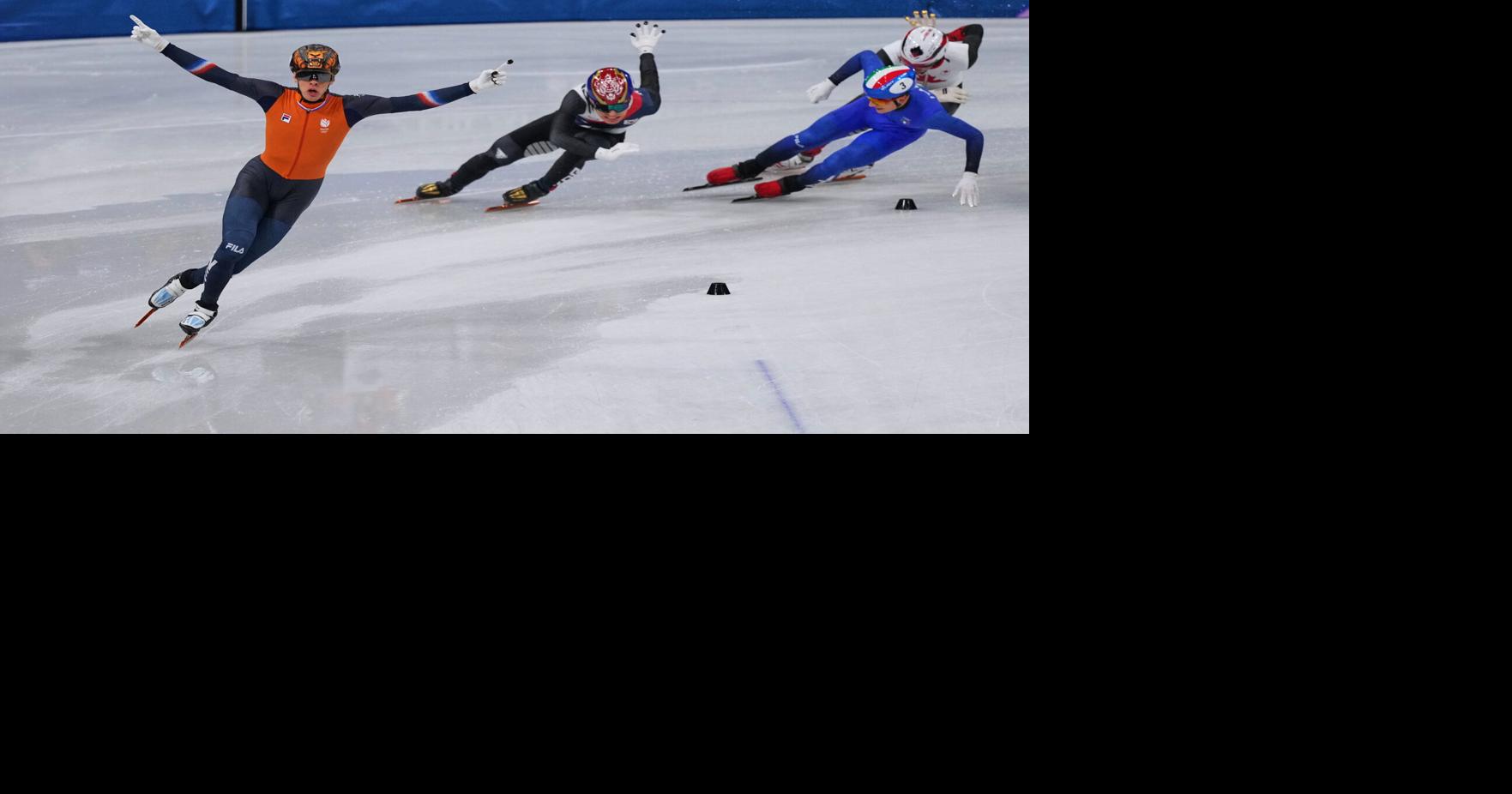 Netherlands surges late to win its first Olympic men's 5000m relay gold in short-track speedskating