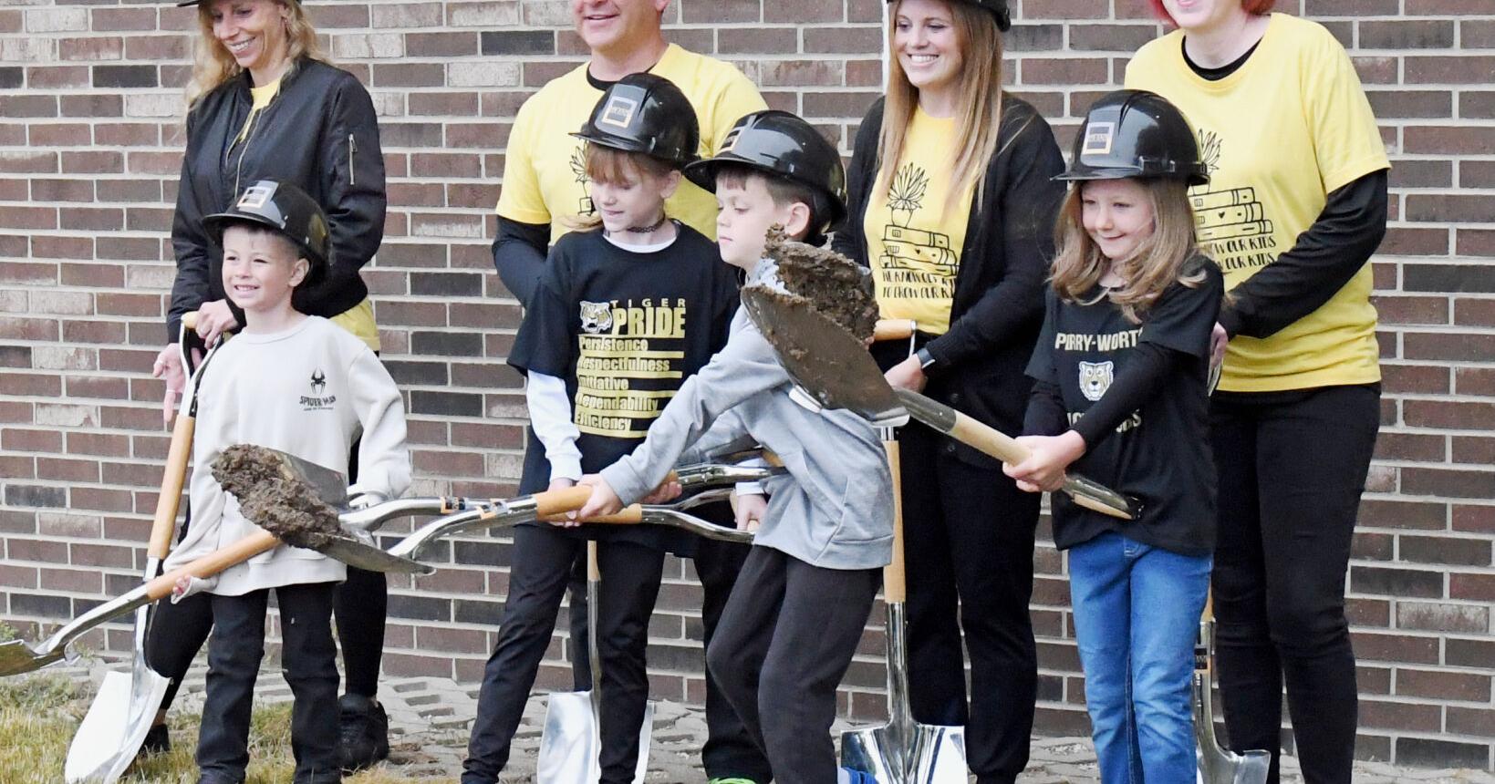 Children shovel the first dirt for Perry-Worth Elementary School renovation at Whitestown - Vimarsana News