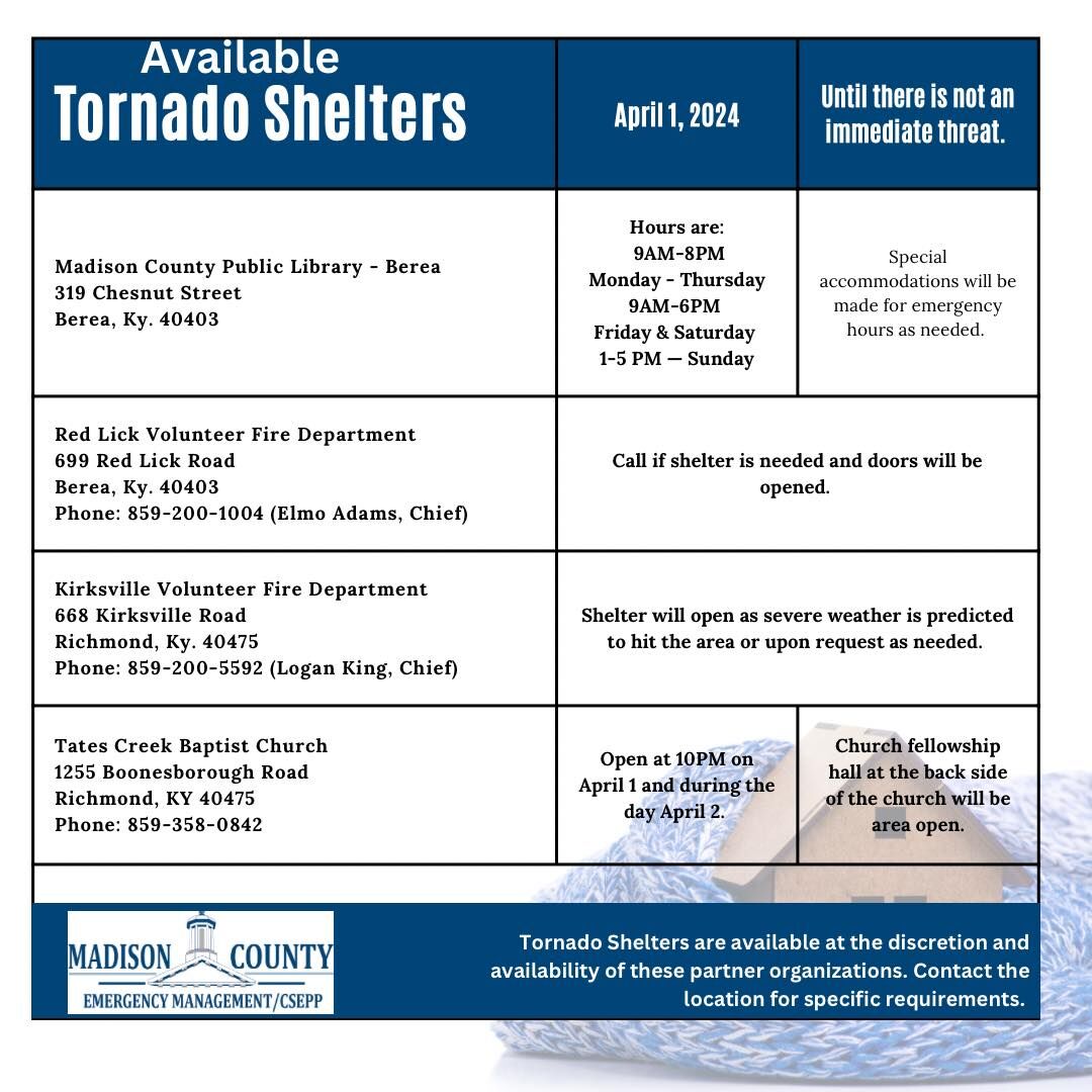 Severe weather shelters open ahead of severe weather across Madison ...