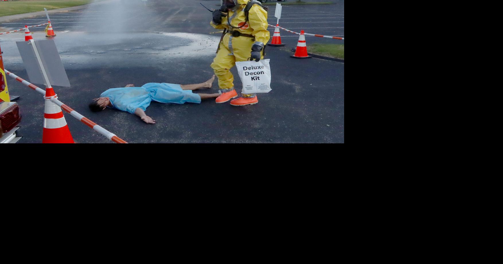 Local first responders participated in a chemical decontamination
