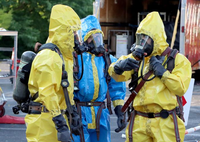 Local first responders participated in a chemical decontamination