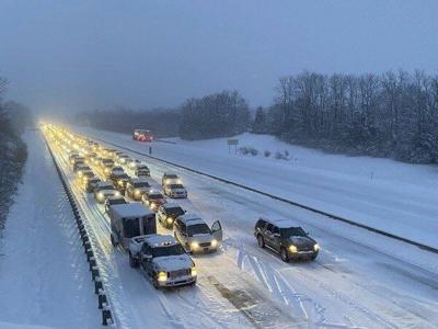 Motorist stranded for hours on interstate due to snow and accidents