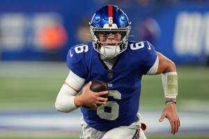 Giants hope Jaxson Dart duplicates his initial success against defending champion Eagles