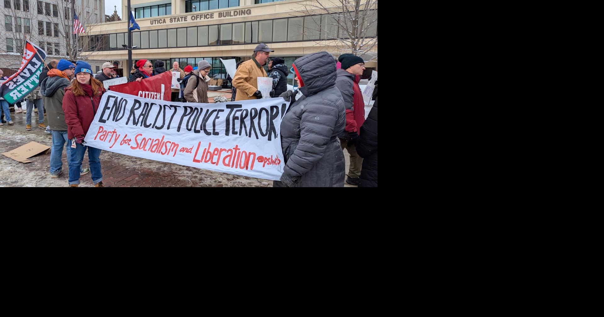 Dozens march in Utica seeking justice for slain inmate Robert Brooks