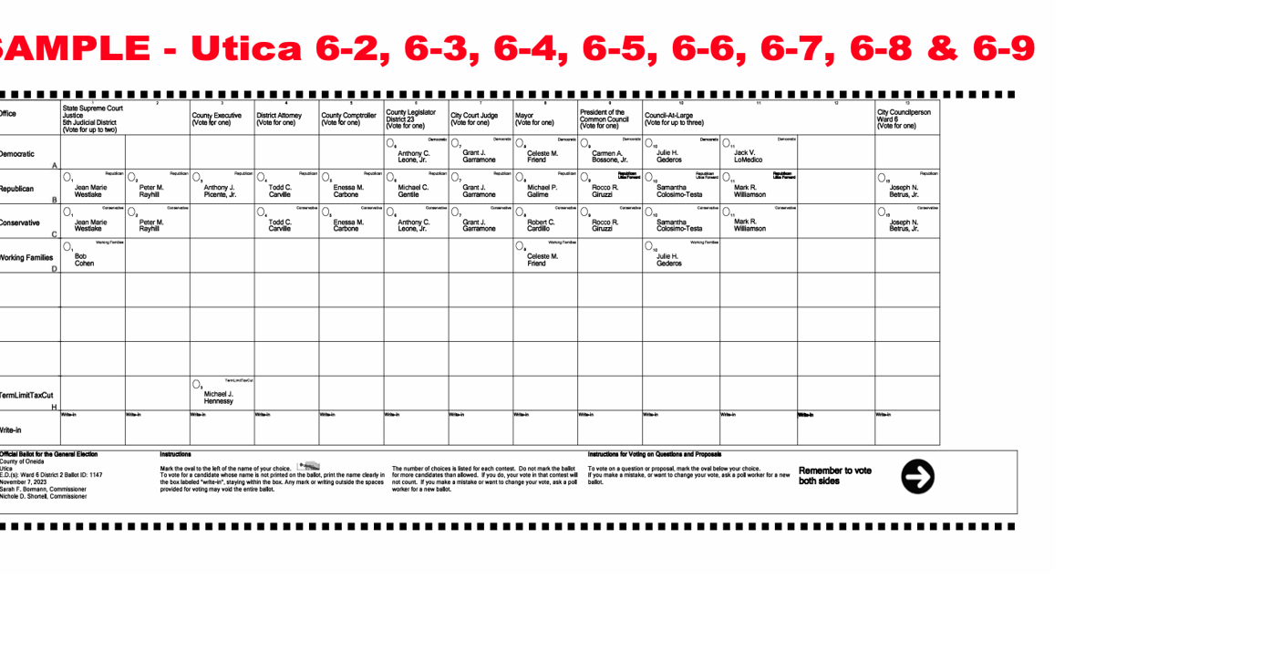 Utica — Sample ballot