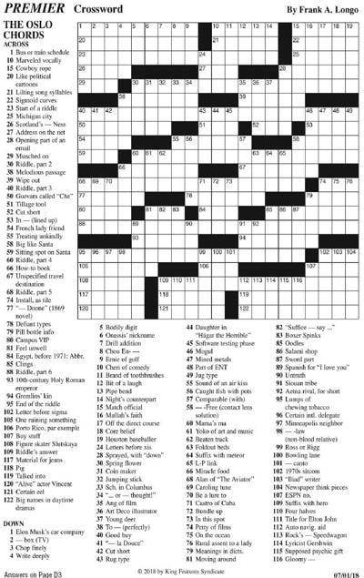 PREMIER CROSSWORD PUZZLE Puzzles rutlandherald com