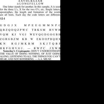 CRYPTOQUOTE Puzzles rutlandherald com