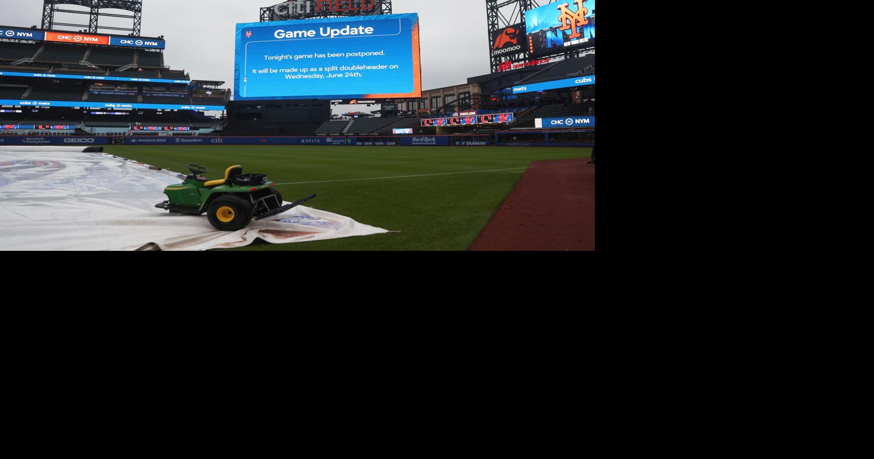 Cubs-Mets game postponed by rain; teams will play split doubleheader on Wednesday