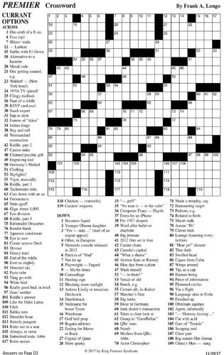 WEEKEND CROSSWORD | Puzzles | rutlandherald.com