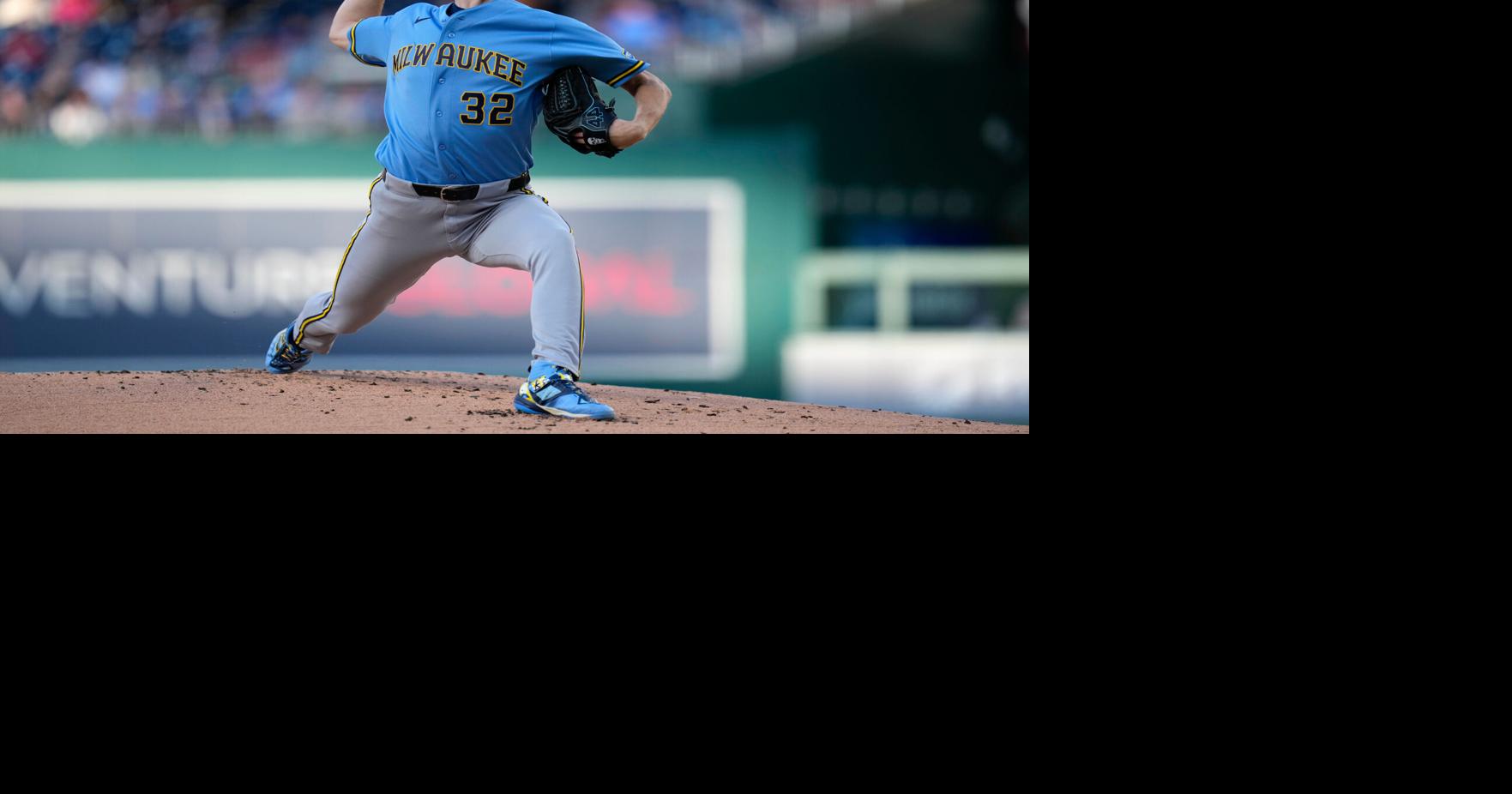 Brewers' combined no-hit bid spoiled by Washington's Lile double in 7th inning