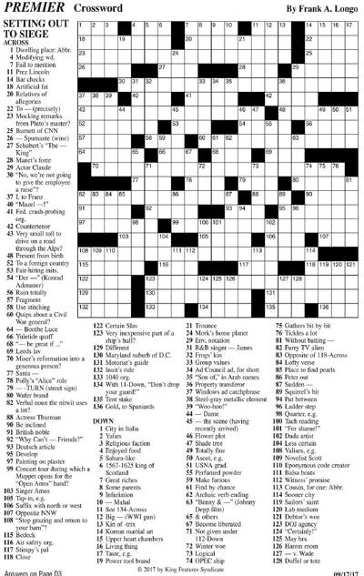 Weekend Crossword Features Rutlandheraldcom - 