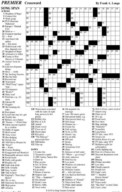 Premier Sunday Crossword Printable Premier Sunday Crossword Printable