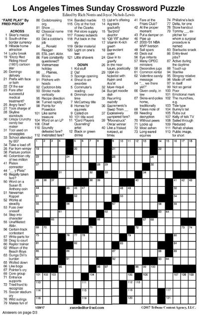 Free La Times Crossword Printable Printable Templates