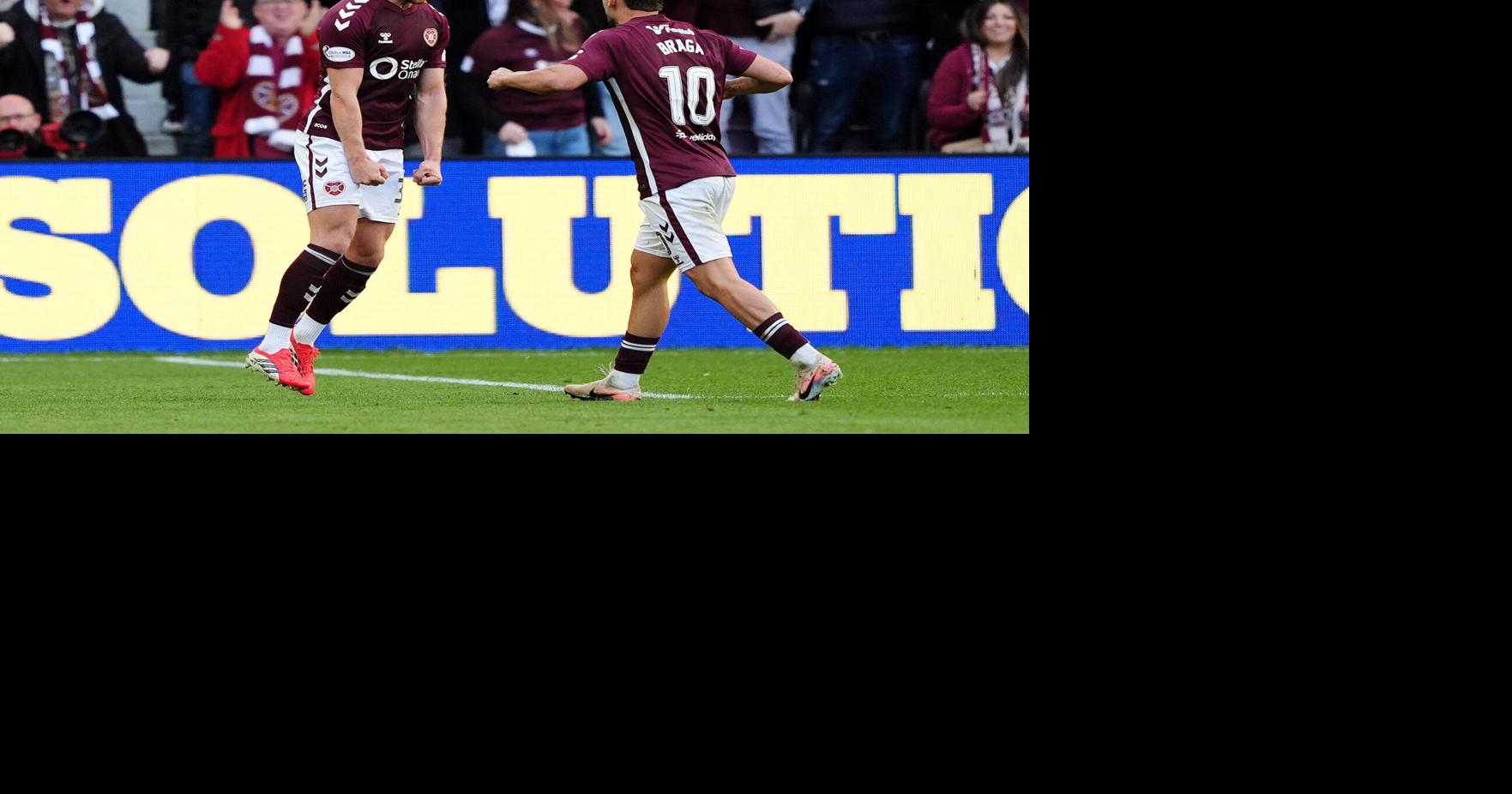 Hearts leap in Scottish league title race after beating Rangers with three rounds left