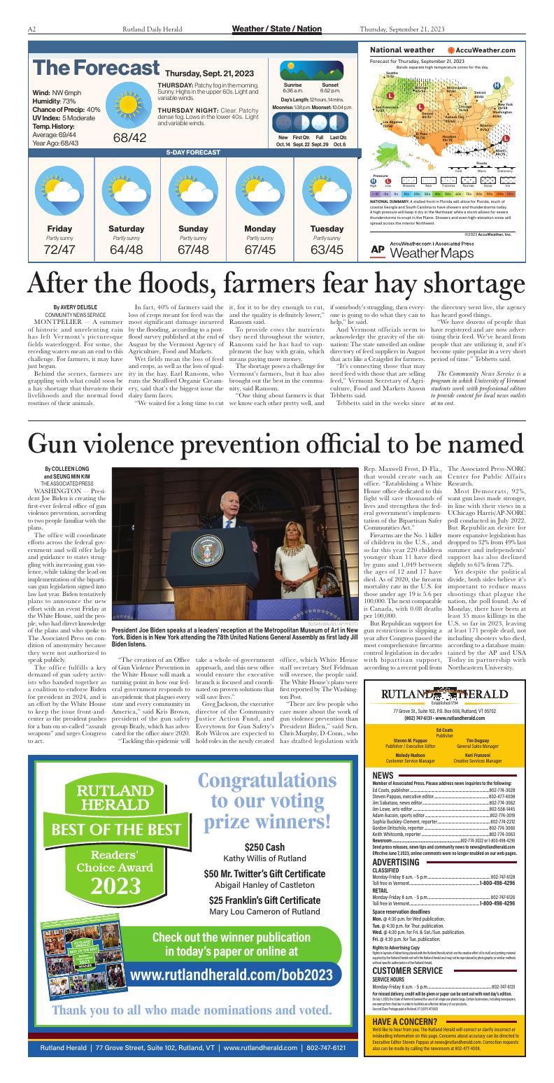 Page A2 | E-Edition | Rutlandherald.com