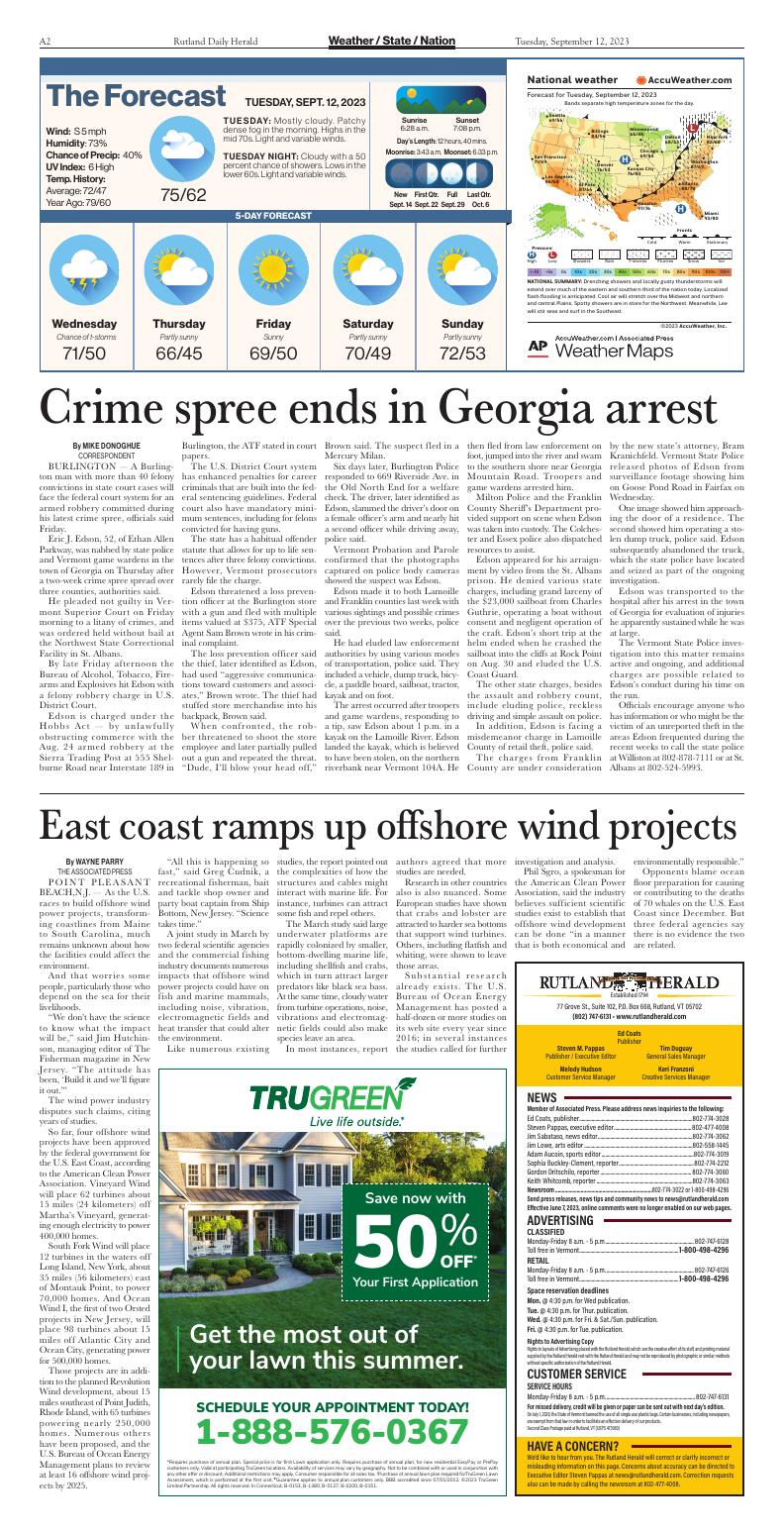 Page A2 | E-Edition | Rutlandherald.com